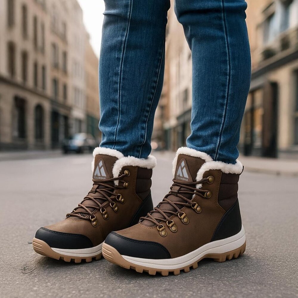 Women’s Brown Water Resistant Warm Snow Boots Fur Lined Non Slip Outdoor - Picture 7 of 7